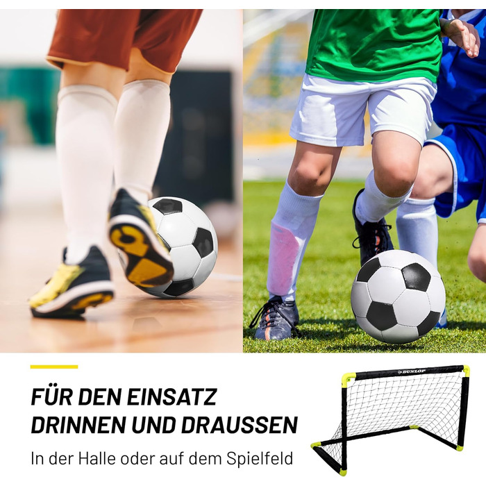 Ворота для футболу Dunlop - складані, чорно-жовті, 2 шт. (99 см) - для дитячих ігор та тренувань у саду та приміщенні