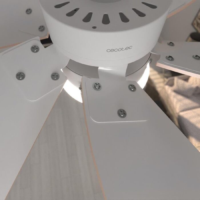 Стельовий вентилятор Cecotec EnergySilence 3600 Vision 92 см з лампами, 50 Вт, 3 швидкості, білий/блакитний