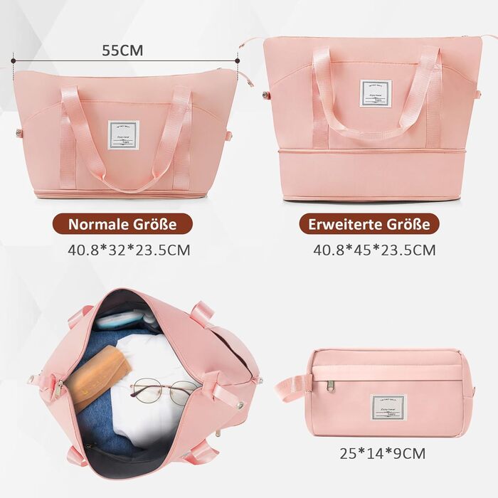 Набір валіз Merax Hartschalen 5 в 1: 3 валізи + 2 косметички, рожево-хакі, з колесами