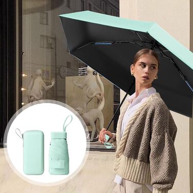 Зонт туристичний компактний UV-захистом, вітростійкий з капсулою, портативний для чоловіків та жінок (світло-зелений)