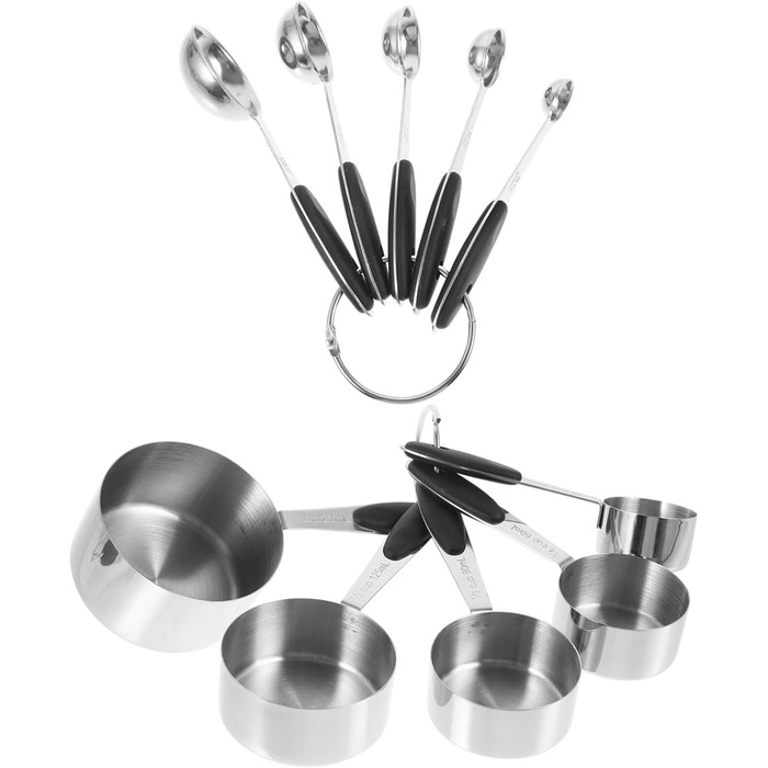 Cabilock 2-Piece Stainless Steel Measuring Spoons Collapsible Measuring Cups Gadgets Adjustable Batter Measuring Spoon Dispenser Dessert Cups with Lid Pantry Silica Gel