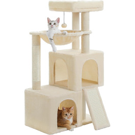 Дім-кігтеточка для котів PETEPELA 104 см з гамаком, будиночком та ігровим м'ячиком (Бежевий)