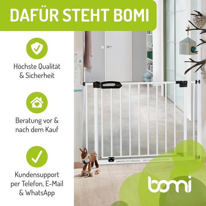 Захисне ґратка BOMI Mira для дверей | Захист від котів з люком | Ідеальне перегородження для собак, котів та цуценят | Металеве ґратка для собак у квартирі, білий колір | Набір Y-адаптерів (M10), 4 шт., сріблястий