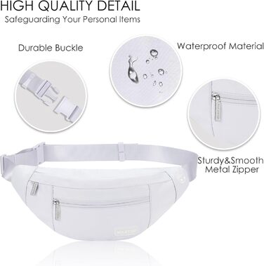 Поясна сумка MAXTOP для чоловіків та жінок. Водонепроникна, для занять спортом, бігу, кемпінгу, подорожей. Біла