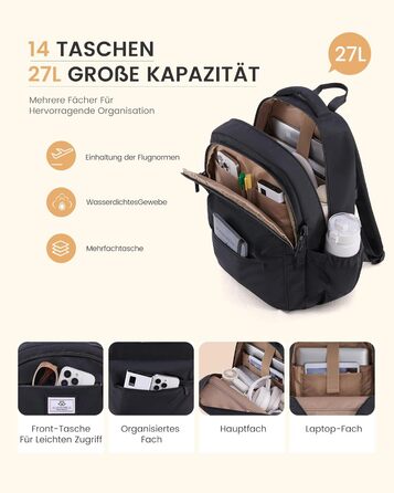 LOVEVOOK Рюкзак для жінок, 15.6 дюймів, рюкзак для ноутбука, шкільний рюкзак для дівчаток-підлітків, водонепроникний, з багатьма відділеннями, сучасний рюкзак для роботи, школи, подорожей, чорний