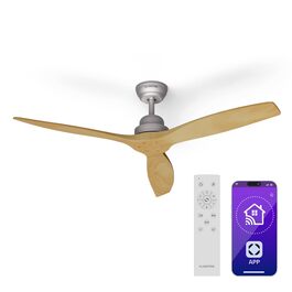 Стельовий вентилятор Klarstein Santa Elena Smart: з Wi-Fi, пультом, 6 швидкостей, дерев'яні лопаті, режими зима/літо, 132 см, клен