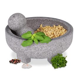 Гранітний ступка з товкачиком Relaxdays, сірий, 9x20 см - для спецій та трав