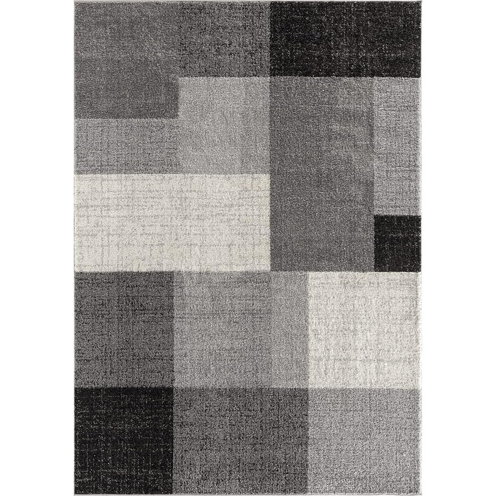 Килим Pearl Moderner Dichter Kurzflor для вітальні та спальні, короткий ворс, геометричний дизайн, картатий, сірий, 80 x 140 см