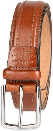 Чоловічий шкіряний ремінь Cole Haan, колір - світло-коричневий, прошитий