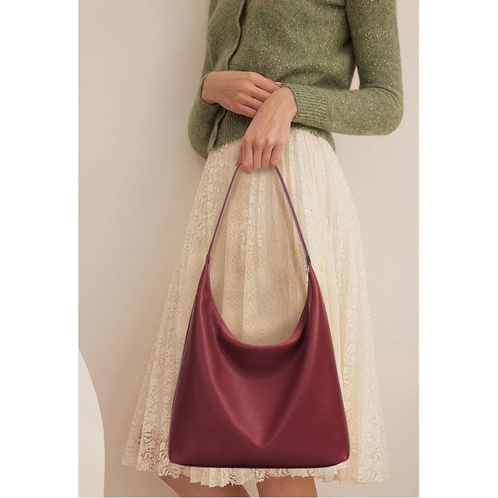 Сумка жіноча KALIDI Shopper з PU шкіри, велика, вінтажна Hobo сумка через плече, бордового кольору для роботи, навчання, повсякденного використання