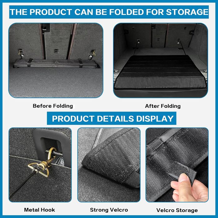 Захист для багажника автомобіля від бруду та подряпин для собак, 80x64 см, чорний. Вологостійкий, стійкий до розривів. Килимок для транспортування собак та багажу.