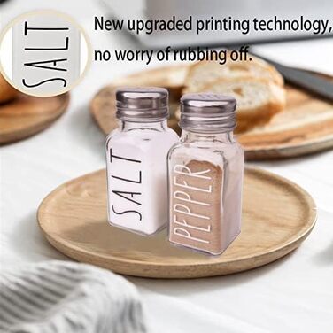 Farmhouse Salt and Pepper Shaker Set, Clear Glass, Cute, Gift for Women, Wedding Decoration, No Rubbing