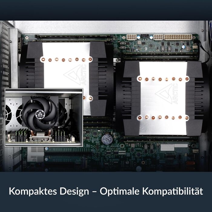 ARCTIC Freezer 4U-M (Rev. 2) - Кулер для серверних процесорів AMD та Intel, 2 x 120 мм вентилятори, 400–2300 rpm, Rack Fan