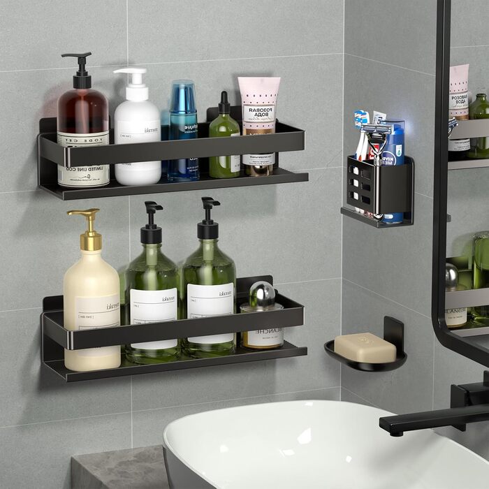 Алюмінієвий кухонний органайзер для ванної кімнати: 2 шт., 30 см, самоклеючий, для кріплення на стіну