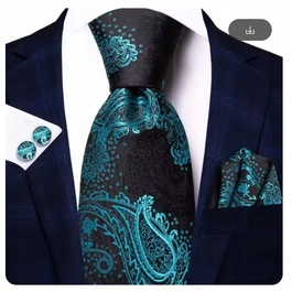 Елегантний набір: синтетична шовкова краватка, затичка та кишенькова хустка з жакардовим візерунком