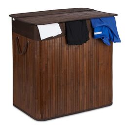 Relaxdays Bamboo Laundry Basket with 3 Compartments