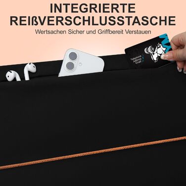 Набір спортивних рушників 2 шт. 120x50 см з кишенею на блискавці, мікрофібра, для тренажерного залу, швидке висихання, чорно-жовтий