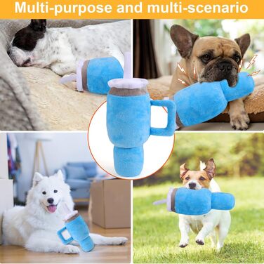 Mity Rain Funny Dog Toy with Handle, Cute Squeaky Dog Toy, Interactive Fluffy and Durable Dog Toy for Small Dogs/Large Dogs/Medium Dogs (1 Blue)