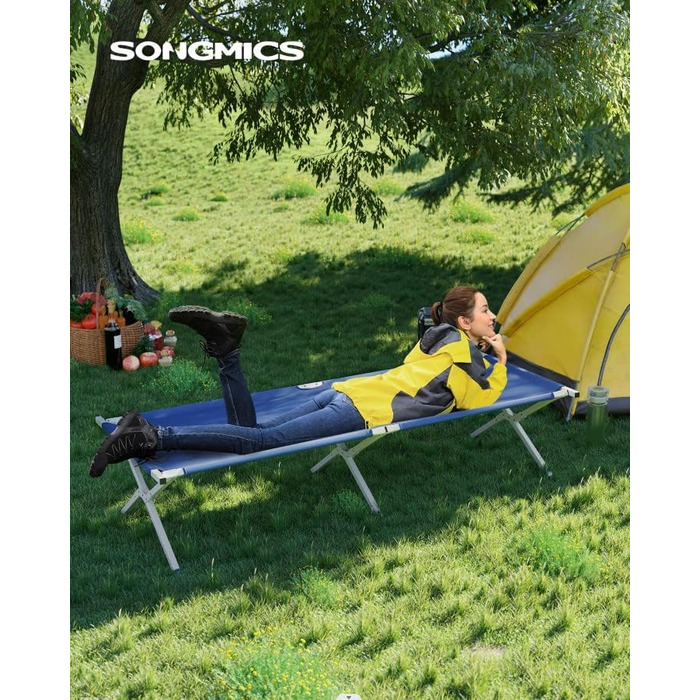 Кемпінгове ліжко SONGMICS, TÜV Rheinland, 260 кг, 210x72x45 см, блакитне