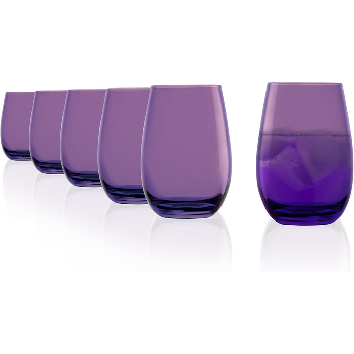 Stölzle Lausitz ELEMENTS Glasses 465 ml Purple I Drinking Glasses 6-Piece Set I Glass Set Dishwasher-Safe I High Impact Resistance I Universal Glasses as Water Glasses, Juice Glasses, Whiskey Glasses
