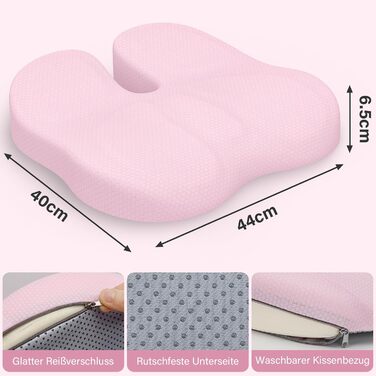 Ортопедична подушка для сидіння Juspota: комфортне крісло для офісу, автомобіля, зниження болю в куприку, рожевий колір