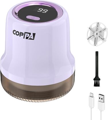 Електричний видалення ворсу для одягу та меблів COPPA, 6 лез, 3 швидкості, перезаряджається, з індикатором заряду, фіолетовий