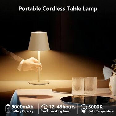 Акумуляторний LED світильник настільний 26 см, 5000mAh, Khaki (2 шт) - кемпінговий, водонепроникний IP54, для ресторану, спальні, бару