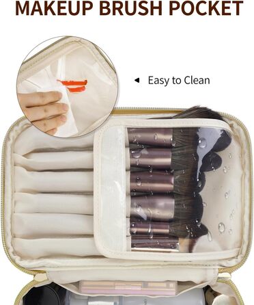 Косметичка для жінок, велика дорожня косметичка для макіяжу з відділенням для пензлів, органайзер, культові сумки з PU-шкіри, портативна сумочка для макіяжу, зелена (патент)