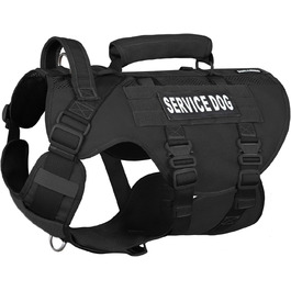 Тактичне облягання для собак, підтримуюче облягання для середніх та великих собак, Air Mesh регульоване облягання для службових собак з металевою застібкою 39g для навчання, прогулянок, чорний, розмір M (обхват шиї: 36-53 см, обхват грудей: 50-74 см)