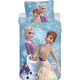 Комплект постільної білизни Disney Frozen: ковдра та подушка з зображенням Ельзи та Анни, 135/140x200 см