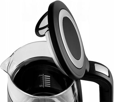 Електричний чайник 1.7л зі скляним корпусом та сенсорним дисплеєм, 2200W, регулювання температури (40–100°C), 5 програм, функція підігріву, нержавіюча сталь, бездротовий