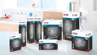 Душова поличка tesa draad, латунь, хромована, з клеєм, 65x275x135 мм