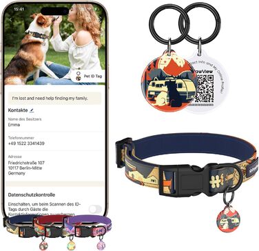 Набір повідка та нашийника для собак, регульований, чорний, S (28–43 см, 1.5 м)