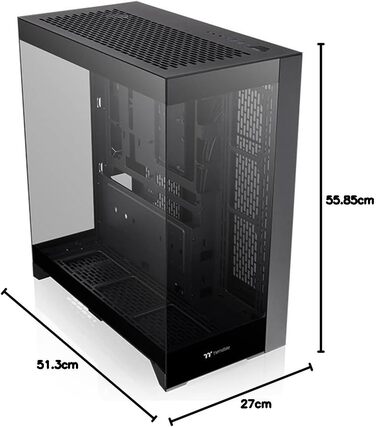 Корпус для ПК Thermaltake CTE Black E550 TG, ATX/E-ATX, двокамерний дизайн, загартоване скло, підтримка радіаторів до 420 мм, оптимізований повітряний потік