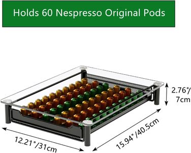 Підставка для капсул Nespresso SEVENLINE - органайзер для 60 капсул, кришталеве скло