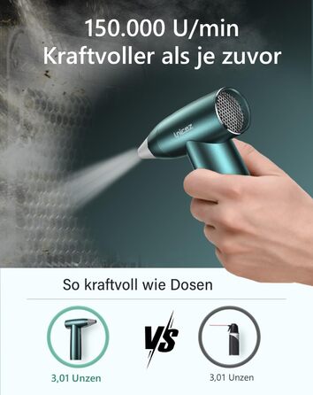 Електричний пилосос для пилу 150000 RPM - компресований повітряний пилозбірник з потужним безщітковим двигуном, елегантний металевий корпус