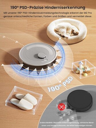 Робот-пилосос LEFANT M2 Pro з автоматичною системою викачування пилу, лазерною навігацією та картографією, індивідуальним налаштуванням, уникненням перешкод, ідеальний для видалення шерсті тварин. Білий/Сірий