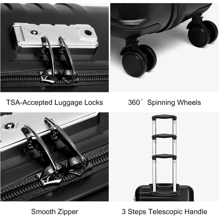 Чемодан ручної опішки British Traveller, середній, 64*43*26.5 см, з TSA-замком, ABS+PC, 24'+28' (Чорний)