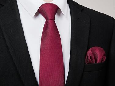 Набір краваток та нагрудних хустинок Enlision: класичний стиль для весілля та бізнесу (бордовий)