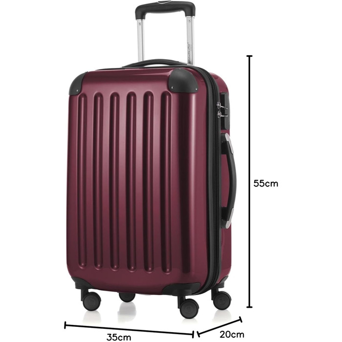 Чемодан Alex Hauptstadtkoffer - ручна поклажа, 55 x 38 x 23 см, 4 колеса, 42 літри, розширюваний, Бордовий