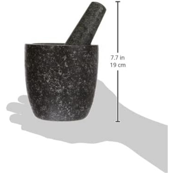 Набір для розмелювання спецій JADE TEMPLE 17023: ступка та товкачок з граніту, 13 см, сірий