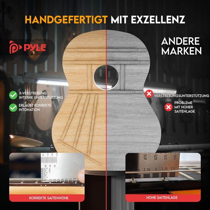 Акустична гітара Pyle для початківців, 3/4 розміру, інструмент для дітей та дорослих, 91.4 см, Sunburst, глянцевий