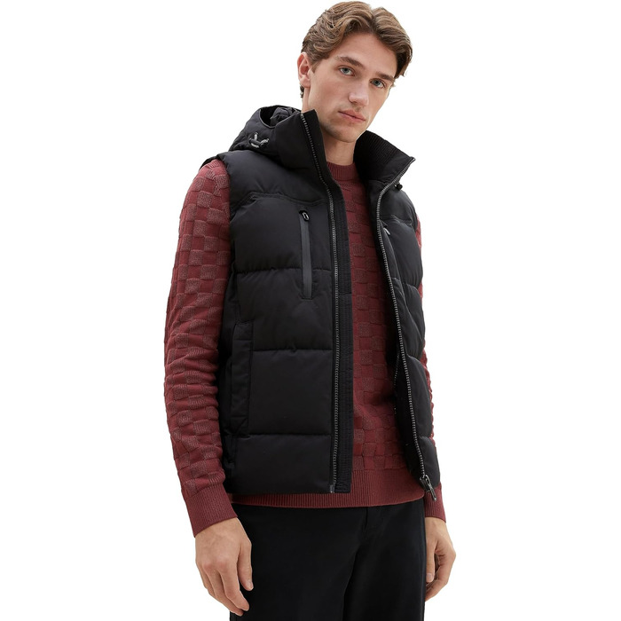 Жилет чоловічий Tom Tailor з капюшоном, утеплений, артикул 1037355 (L, Black)