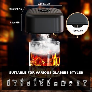 Набір для копчення коктейлів та віскі, з 4 дерев'яними чіпсами, електричний. Ідеальний подарунок на День батька для віскі, бурбону, коктейлів, кави та м'яса. Аксесуар для приготування напоїв.