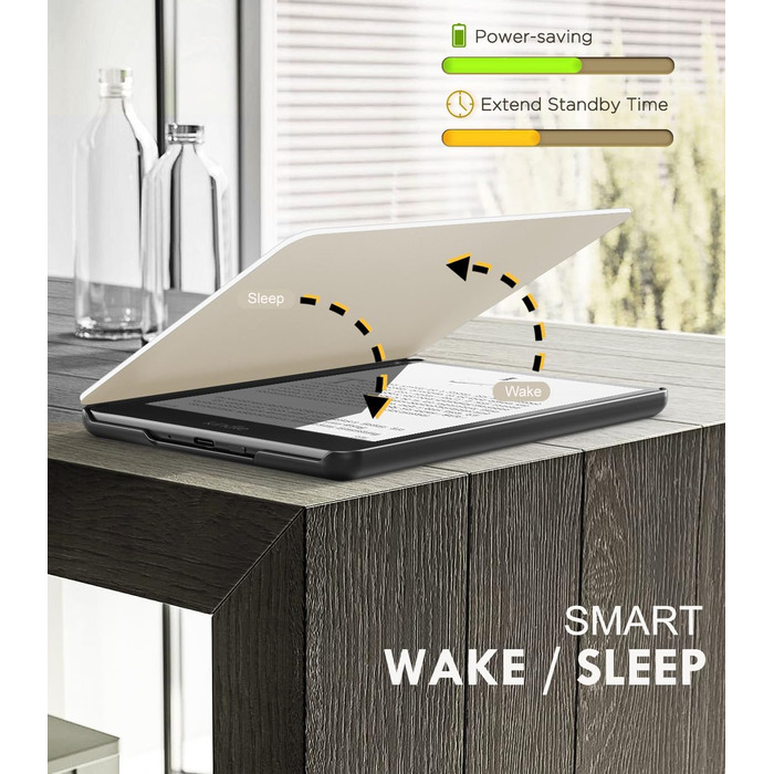 Чохол MoKo для Kindle Paperwhite 12th Gen 2024 та Kindle Colorsoft Signature Edition 2024, PU шкіра, авто-сон/пробудження, сірий ліс (листя)