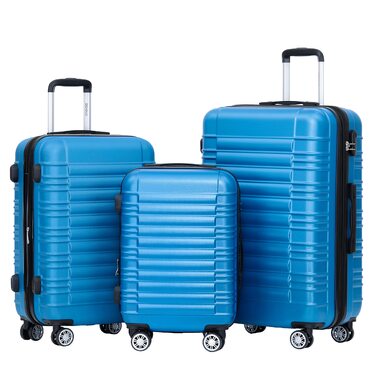 Набір валіз Beibye з жорстким корпусом (Турквіс) – валіза-тролей, валіза-роллік, для подорожей, з подвійними колесами