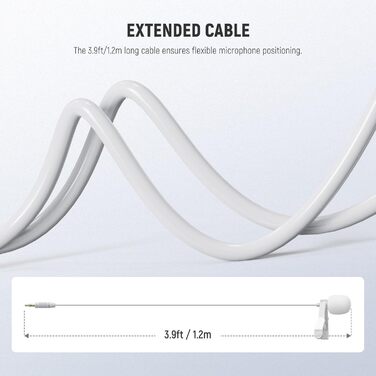 NEEWER Мініатюрний USB-C Лавалерний Мікрофон 2 шт. для iPhone 16 15 Pro Max, Android, Телефонів, Планшетів, ПК. Однонаправлений конденсаторний мікрофон з кабелем 2м (CM5(2 шт. білий) з 3,5 мм TRS роз'ємом)