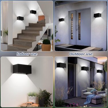 LED настінний світильник Cwycfw 24W, 2 шт., регульований світловий потік, чорний, тепле світло 3000K, IP65, вологостійкий