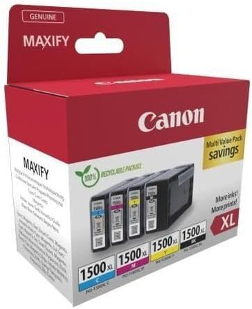 Комплект картриджів Canon PGI-1500 XL (Чорний, Блакитний, Пурпуровий, Жовтий) — набір з 4-х чорнильних картриджів підвищеної ємності