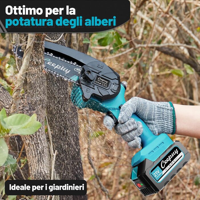 Акумуляторна міні-піла 6 дюймів 880W з чистої міді та блокуванням безпеки. Ідеальна електрична ручна пила для обрізки гілок та дерева в саду. 10000mAh